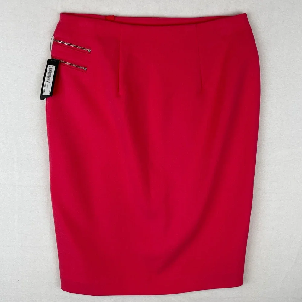 Worthington Women's Red Pencil Skirt Front Zip Accent‎ Size 4